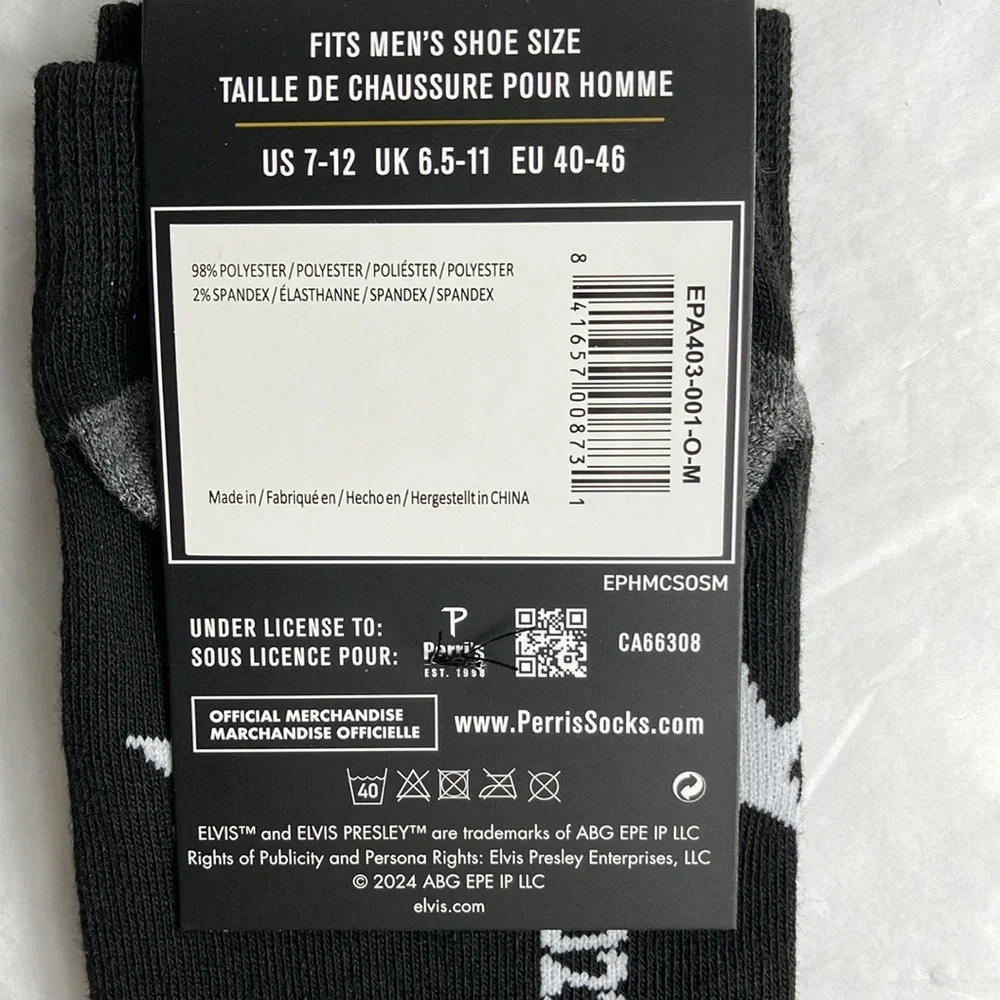 Perris‎ socks elvis presley Socks Black and White Low Cut 1 Pair Mens one size